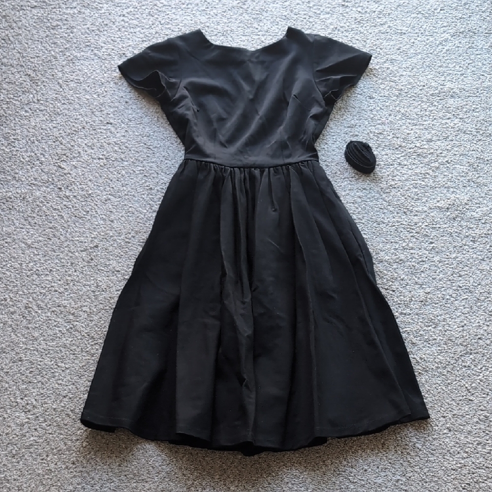 Black Avon Dress with Cap Sleeves
